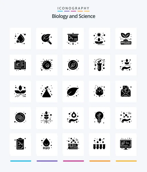 Creative Biology Glyph Solid Black Icon Pack Biology Succulent Search — Stockový vektor