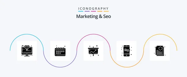 Marketing Seo Glyph Icon Pack Including Online Seo Calendar Mobile — Vettoriale Stock