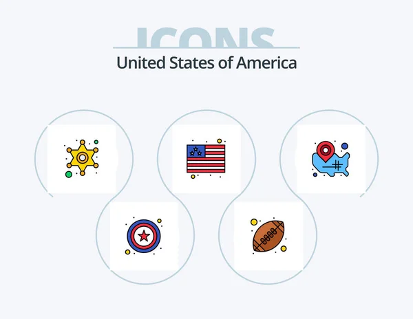 Usa Line Filled Icon Pack Icon Design State Helmet Police — Stock vektor