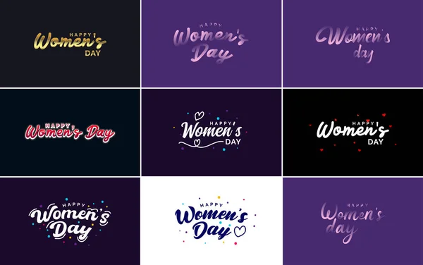 Set Cards International Women Day Logo Bright Colorful Design — Image vectorielle