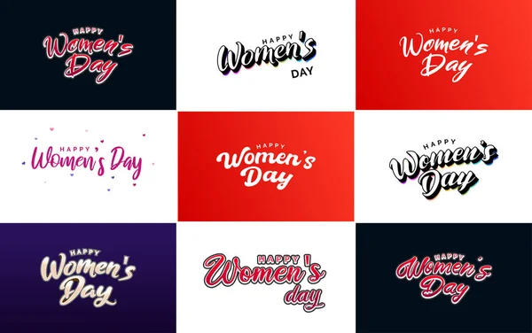 International Women Day Vector Hand Written Typography Background — Stock vektor