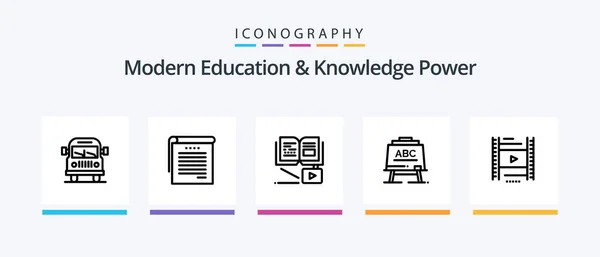Modern Education Knowledge Power Line Icon Pack Including Geometry Education — Stock Vector