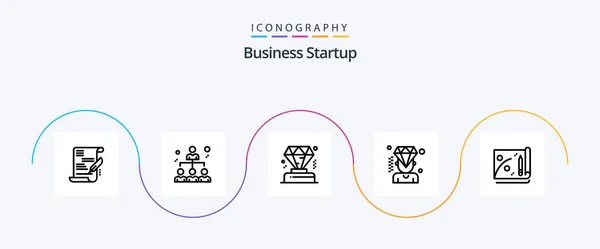 Business Startup Line Icon Pack Including Membership Man Share Business — Stock vektor