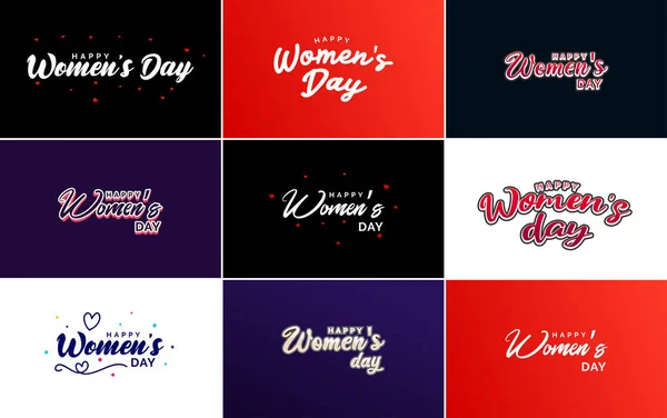 Set Happy International Woman Day Signs Emblems Design Elements Vector — 图库矢量图片
