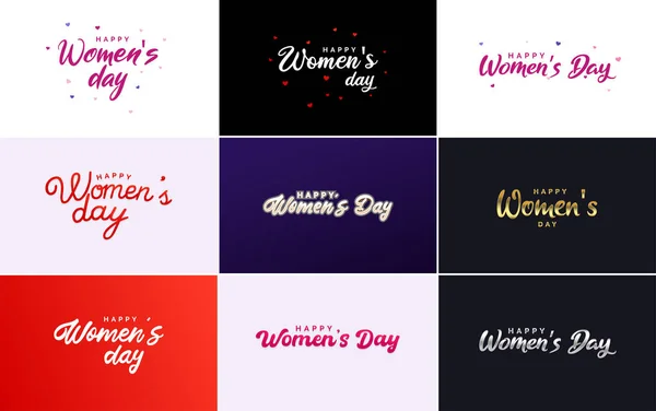 International Women Day Lettering Happy Women Day Greeting Love Shape — Stok Vektör