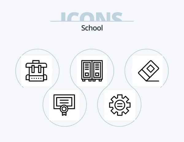 School Line Icon Pack Icon Design Football Entertainment Library Diploma — Stockvector