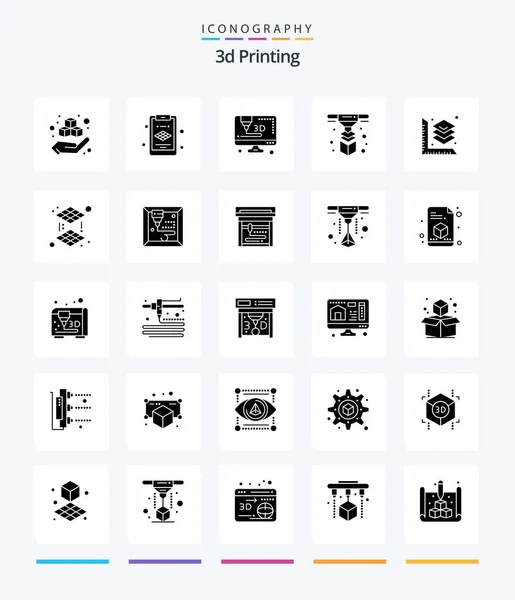 Creative Printing Glyph Solid Black Icon Pack Scaled Printer Printer — Stok Vektör