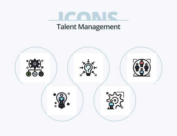 Talent Management Line Filled Icon Pack Icon Design Setting Cog — Stock Vector