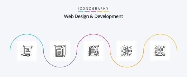 Web Design Development Line Icon Pack Including Html Css Style — Vector de stock
