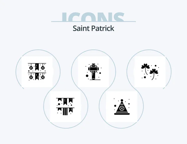 Saint Patrick Glyph Icon Pack Icon Design Irish Clover Festival — Vetor de Stock