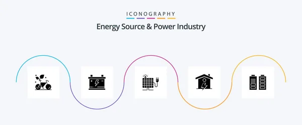 Energy Source Power Industry Glyph Icon Pack Including Acumulator Enrgy — Stock Vector