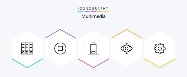 Multimedia Line Icon Pack Including Eye Multimedia — Stockvector
