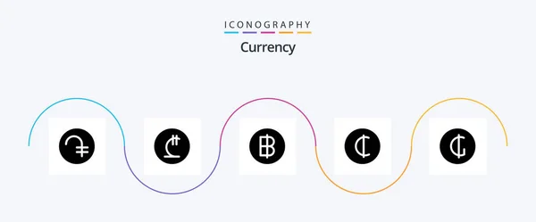 Currency Glyph Icon Pack Including Ghanaian Georgia Thailand Currency — Διανυσματικό Αρχείο