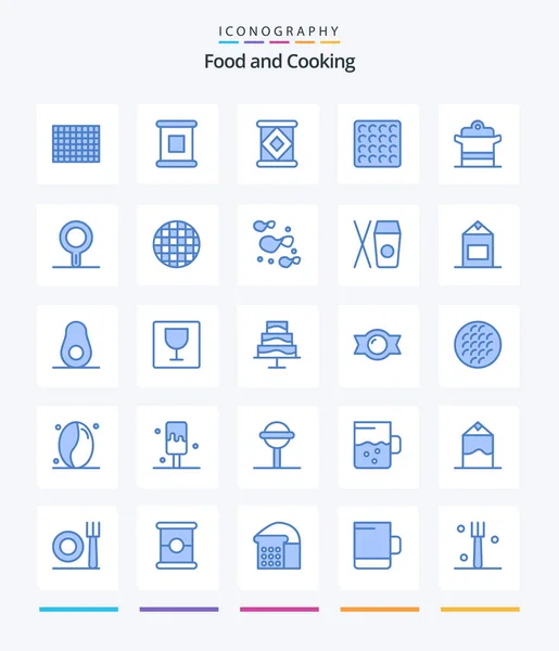 Creative Food Blue Icon Pack Kitchen Pan Milk Kitchen Cooker — Archivo Imágenes Vectoriales