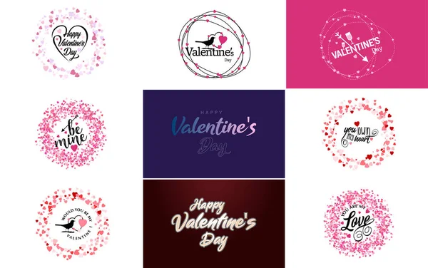 Happy Valentine Day Greeting Background Papercut Realistic Style Paper Clouds — Stock Vector