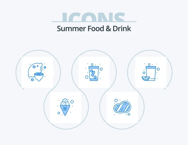 Summer Food Drink Blue Icon Pack Icon Design Drink Soda — Image vectorielle
