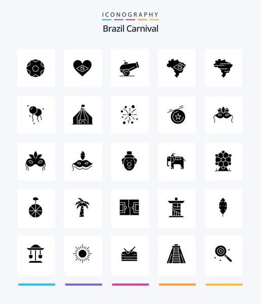 Creative Brazil Carnival Glyph Solid Black Icon Pack Weapon Celebration — Vettoriale Stock