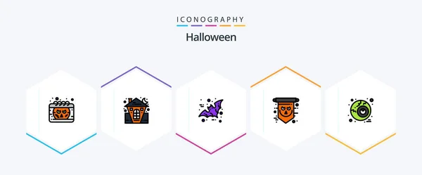 Halloween Filledline Icon Pack Including Spooky Scary House Halloween Scary — Wektor stockowy