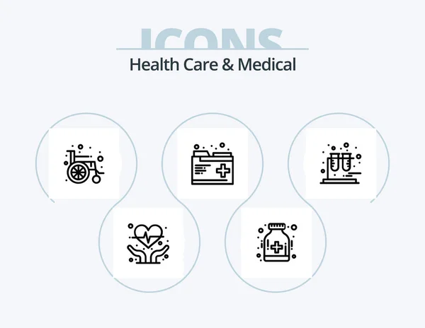 Health Care Medical Line Icon Pack Icon Design Heart Care — Archivo Imágenes Vectoriales