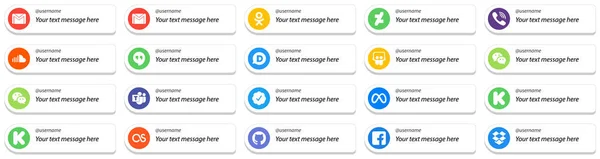 Minimalist Card Style Follow Social Media Icons Customizable Message Messenger — Stok Vektör