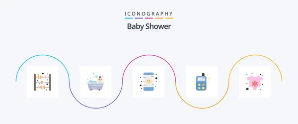 Baby Shower Flat Icon Pack Including Newborn Monitor Clothes Toy — Wektor stockowy