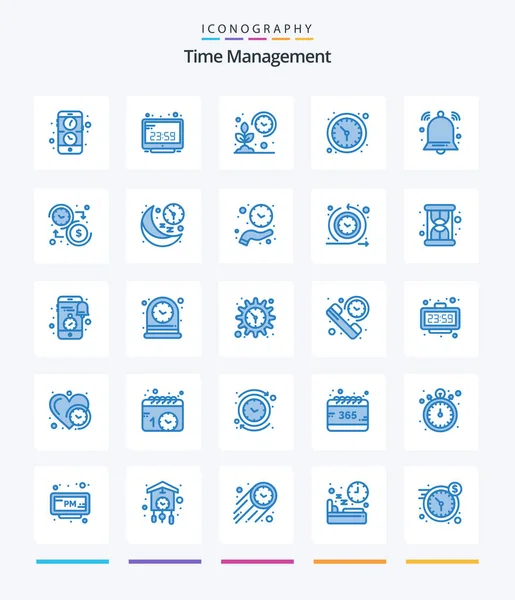 Creative Time Management Blue Icon Pack Wall Watch Time Display — Vector de stock