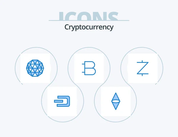 Cryptocurrency Blue Icon Pack Icon Design Cash Cryptocurrency Qtum Crypto — Vettoriale Stock