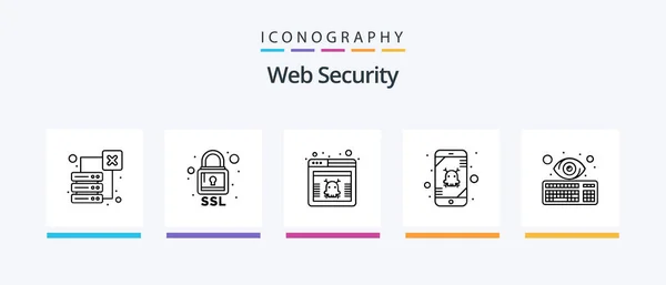 Web Security Line Icon Pack Including Check Cyber Authentication Key — 스톡 벡터