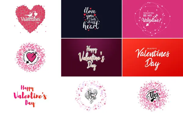 Happy Valentine Day Hand Lettering Calligraphy Text Heart Isolated White — Stock vektor