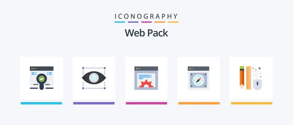 Web Pack Flat Icon Pack Including Mouse Web Design Safari — Stockvector