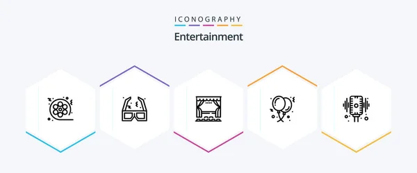 Entertainment Line Icon Pack Including Celebration Balloon Cinema Balloons Movie — Image vectorielle