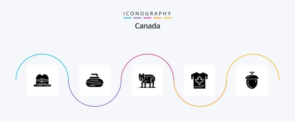Канада Glyph Icon Pack Including Nuts Кленовый Медведь Leaf Осень — стоковый вектор