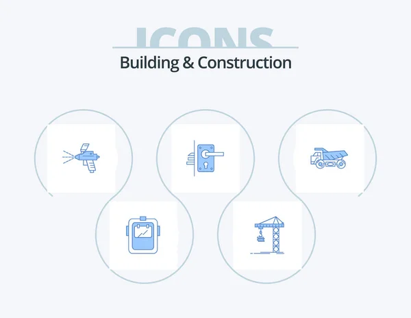 Building Construction Blue Icon Pack Icon Design Keyhole Door Constructing — Vetor de Stock