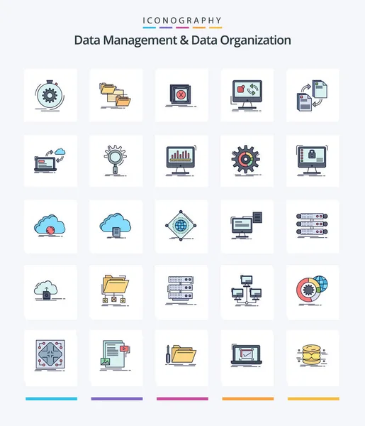 Creative Data Management Data Organization Line Filled Icon Pack Application — Vetor de Stock