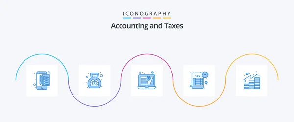 Taxes Blue Icon Pack Including Analytics Tax Money Schedule Financial — Stockový vektor