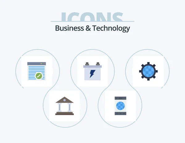 Business Technology Flat Icon Pack Icon Design Configure Energy Browser — Archivo Imágenes Vectoriales