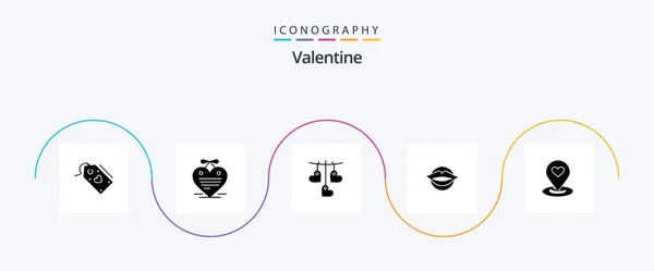 Valentine Glyph Icon Pack Including Heart Day Love Valentines Love — Vetor de Stock