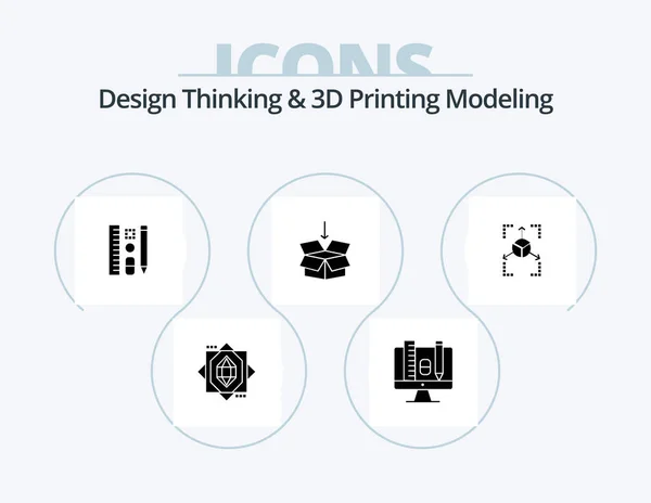 Design Thinking Printing Modeling Glyph Icon Pack Icon Design Grid — Stockový vektor