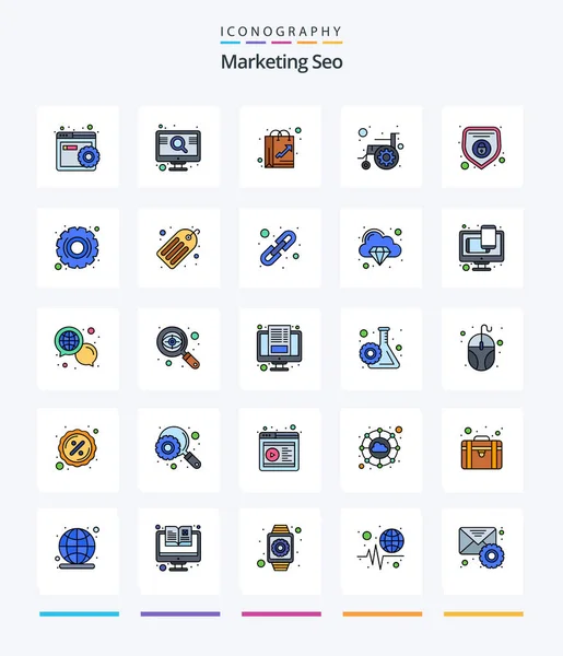 Creative Marketing Seo Line Filled Icon Pack Disability Cogwheel Bag — Stockový vektor