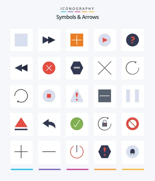 Creative Symbols Arrows Flat Icon Pack Ban Delete Play Circle — Stok Vektör