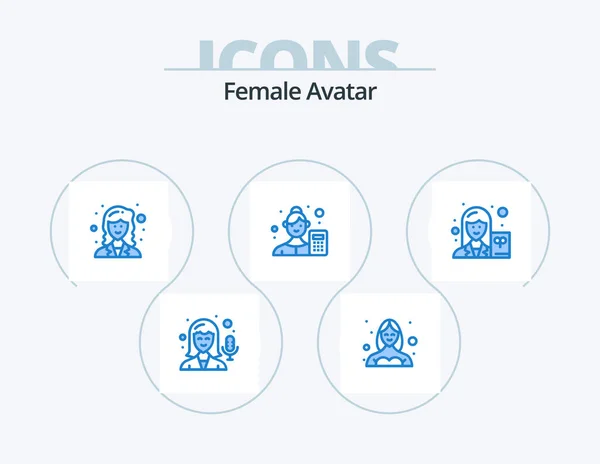 Female Avatar Blue Icon Pack Icon Design Female Business Analyst — Archivo Imágenes Vectoriales