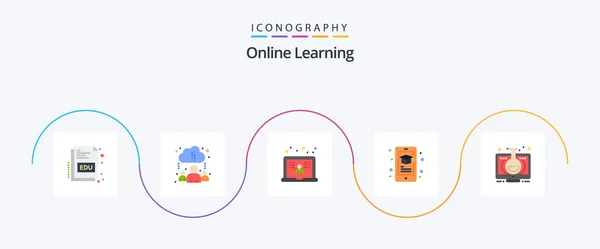 Online Learning Flat Icon Pack Including Learning Elearning Learning Smartphone — Stock vektor