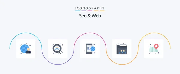 Seo Web Flat Icon Pack Including Map Web Communication Folder — Vector de stock