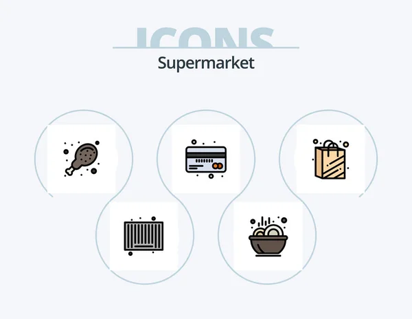 Supermarket Line Filled Icon Pack Icon Design Eggs Fruit Bowl — Archivo Imágenes Vectoriales