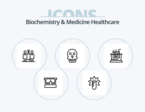 Biochemistry Medicine Healthcare Line Icon Pack Icon Design Tube Elements — Vettoriale Stock