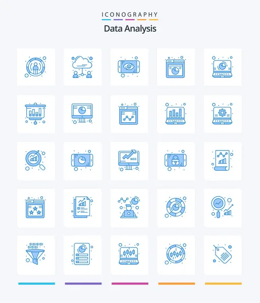 Creative Data Analysis Blue Icon Pack Database Graph User Database — Vettoriale Stock