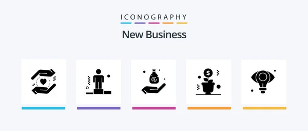 New Business Glyph Icon Pack Including Money Explanation Hand Business — Vetor de Stock