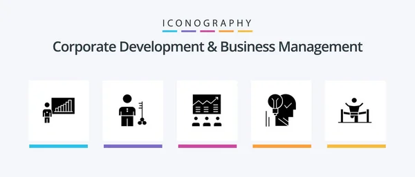 Corporate Development Business Management Glyph Icon Pack Including Graph Chart — Vector de stock