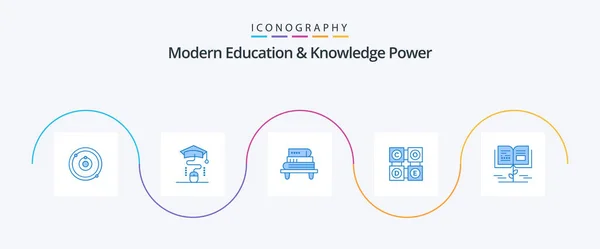 Modern Education Knowledge Power Blue Icon Pack Including Growth Code — Stock Vector
