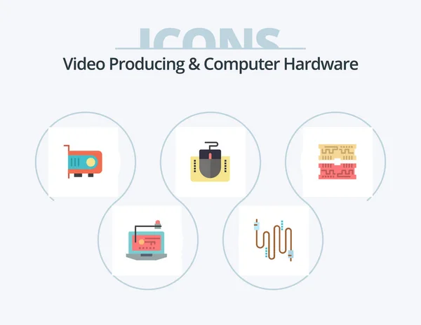 Video Producing Computer Hardware Flat Icon Pack Icon Design Cards — 图库矢量图片